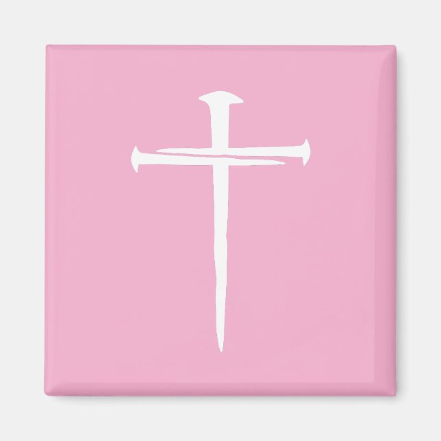 The Three Nails White Cross Christian Magnet (Front)