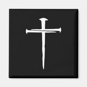 The Three Nails White Cross Christian Magnet