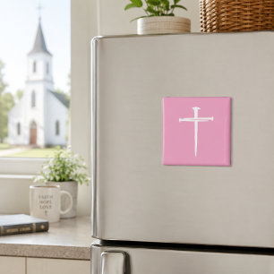 The Three Nails White Cross Christian Magnet