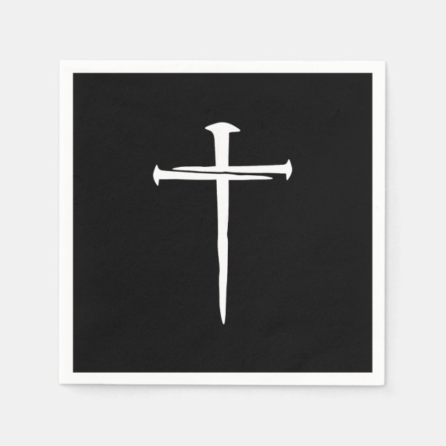 The Three Nails White Cross Christian Napkin (Front)