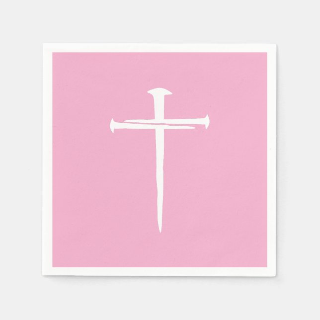 The Three Nails White Cross Christian Napkin (Front)