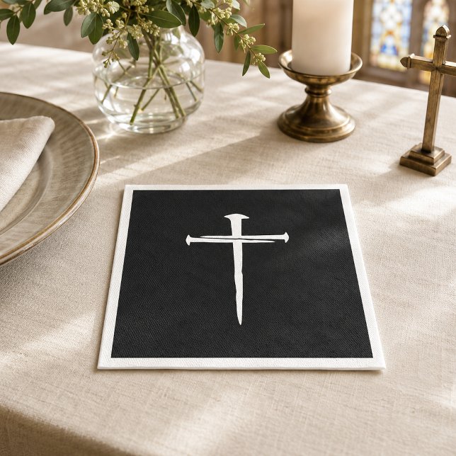 The Three Nails White Cross Christian Napkin (Creator Uploaded)