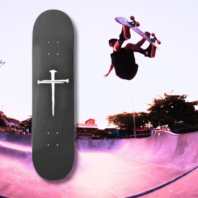 The Three Nails White Cross Christian Skateboard (Creator Uploaded)