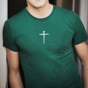 The Three Nails White Cross Minimalist Green T-Shirt
