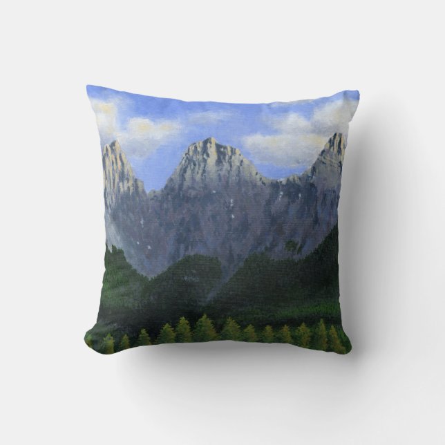 The three sisters in Canmore, Alberta, Canada Cushion (Front)