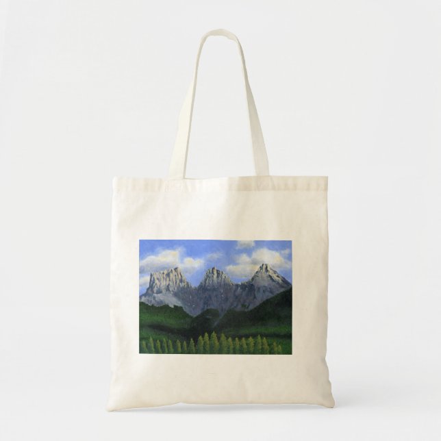 The three sisters in Canmore, Alberta, Canada Tote Bag (Front)