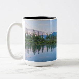 The Three Sisters Mountain Landscape Reflection  Two-Tone Coffee Mug