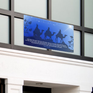 The Three Wisemen Blue Star Christmas Church Banner