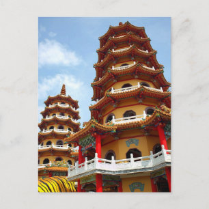 The Tiger and Dragon Pagodas in Kaohsiung Postcard