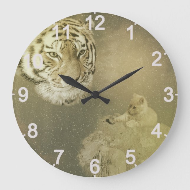 The Tiger And The Kitten, Large Wall Clock (Front)