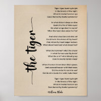 The Tiger Poem by William Blake Vintage Poster