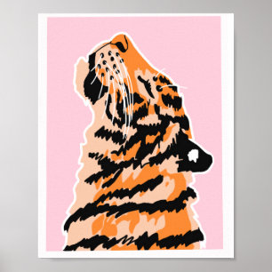The Tiger Rizz on Pink Background  Poster