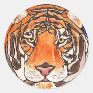 The Tiger Stained Glass/mosaic Art Many products!! Classic Round Sticker