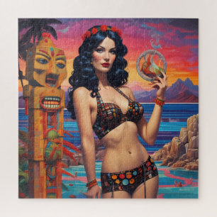 The Tiki Dream Beach Daydream - Ken Gauge Art Jigsaw Puzzle