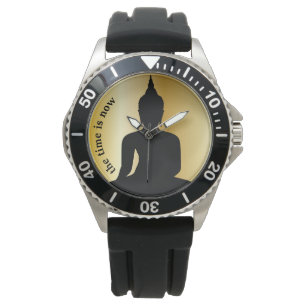 'The time is now' seated Buddha silhouette Watch