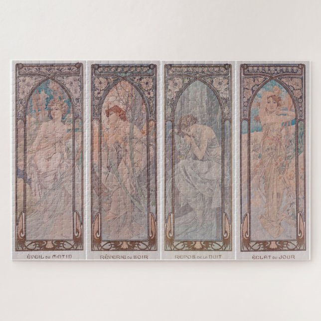 The Times of the Day 1899: An Art Nouveau by Mucha Jigsaw Puzzle (Horizontal)
