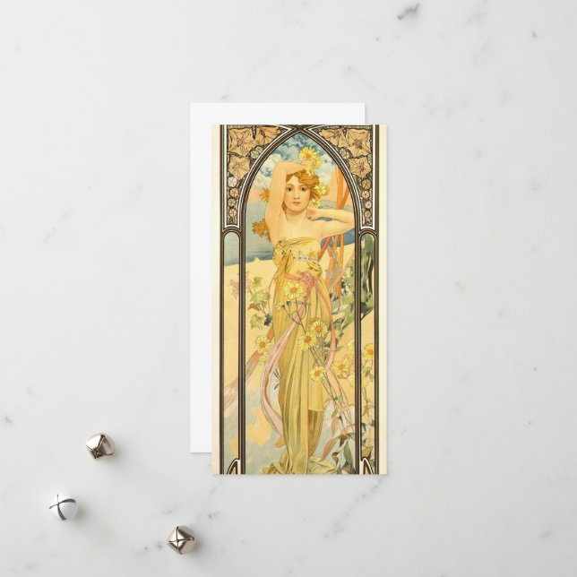 The Times of the Day, Brightness of Day by Mucha Holiday Card (Front/Back In Situ)