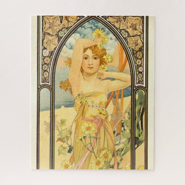 The Times of the Day, Brightness of Day by Mucha Jigsaw Puzzle (Vertical)