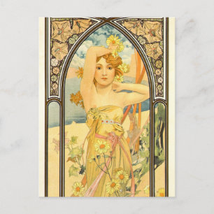 The Times of the Day, Brightness of Day by Mucha Postcard