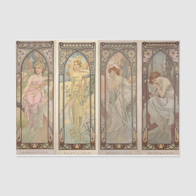 The Times of the Day by Alphonse Mucha Tissue Paper (Front)