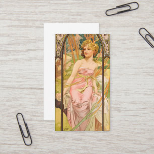 The Times of the Day, Morning Awakening by Mucha Business Card