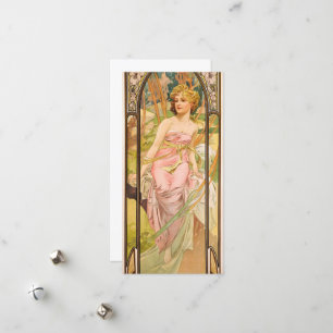 The Times of the Day, Morning Awakening by Mucha Holiday Card