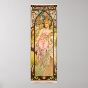 The Times of the Day, Morning Awakening by Mucha Poster