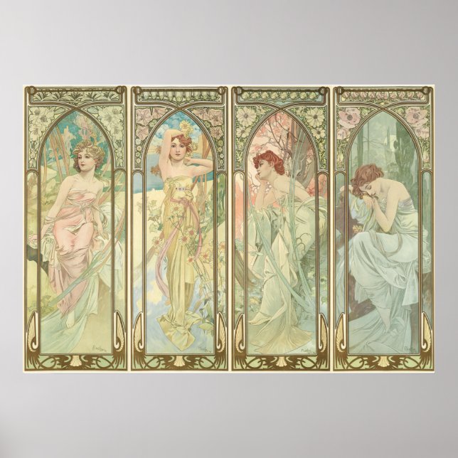 THE TIMES OF THE DAY - Mucha Poster (Front)