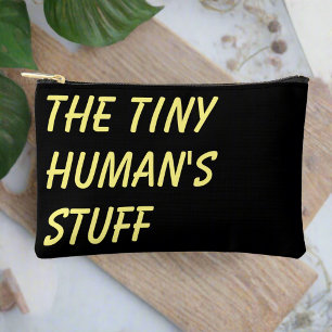 The Tiny Human's Stuff Black & Yellow Script  Accessory Pouch