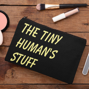 The Tiny Human's Stuff Black & Yellow Script Accessory Pouch