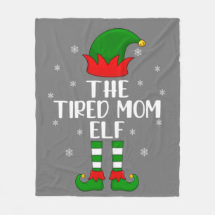 The Tired Mom Elf Christmas Party Matching Family Fleece Blanket