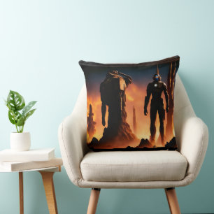 The Titans Of Arkeros AI Concept Art by Xzendor7 Cushion