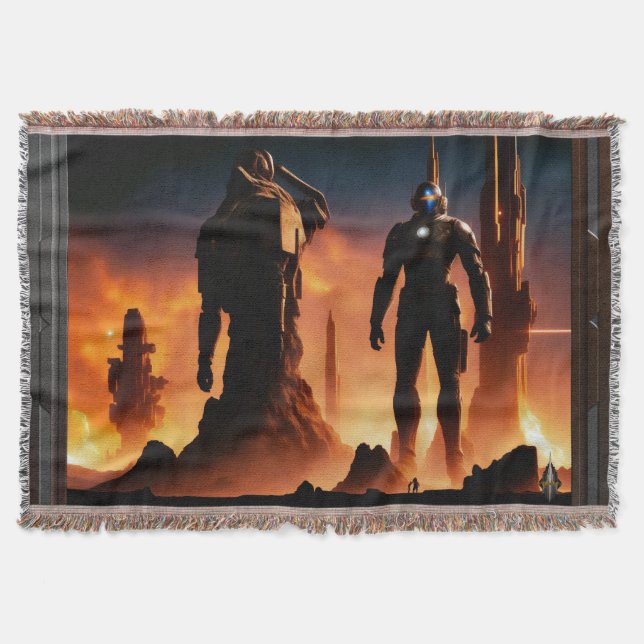 The Titans Of Arkeros AI Concept Art by Xzendor7 Throw Blanket (Front)