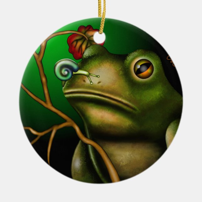 The Toad And The Snail II Ceramic Tree Decoration (Front)