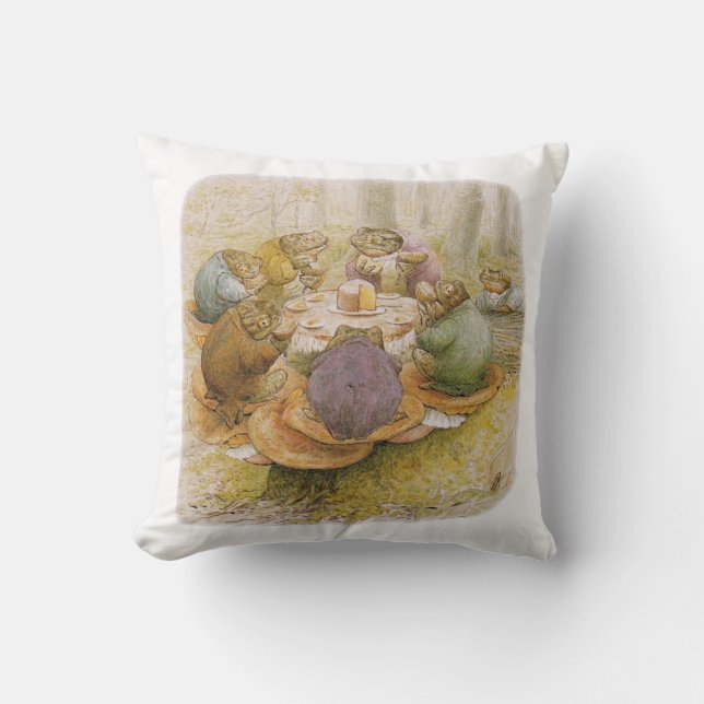The Toads' Tea Party (by Beatrix Potter) Cushion (Front)