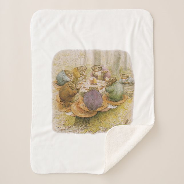 The Toads' Tea Party (by Beatrix Potter) Sherpa Blanket (Front)