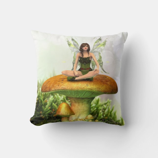 The Toadstool Fairy Throw Pillow (Front)