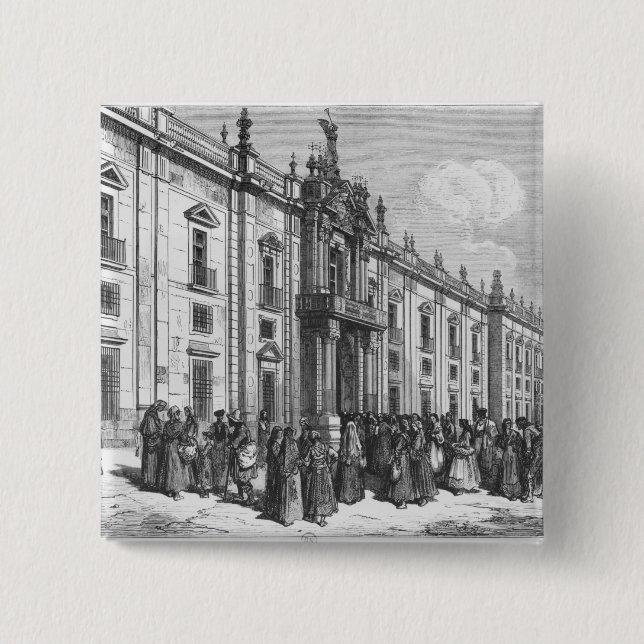 The tobacco factory at Seville 15 Cm Square Badge (Front)