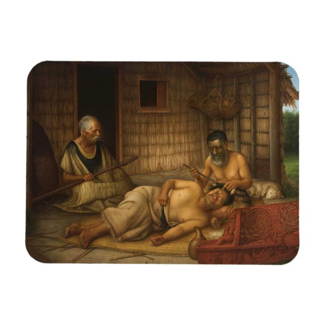 'The Tohunga-ta-moko at Work' - G. Lindauer Magnet (Horizontal)
