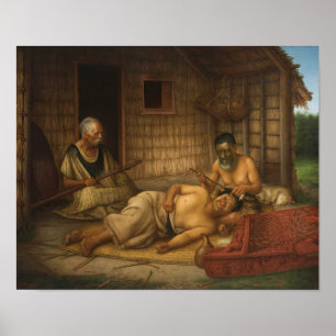 'The Tohunga-ta-moko at Work' - G. Lindauer Poster