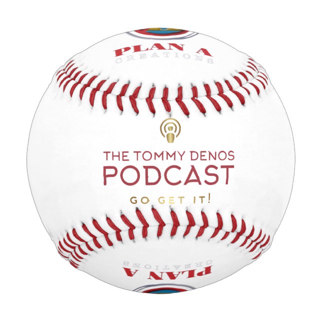 The Tommy Denos Podcast Logo Baseball (Back)