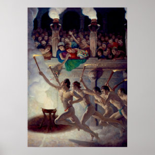 The Torch Race, Grecian Olympics by N. C. Wyeth Poster