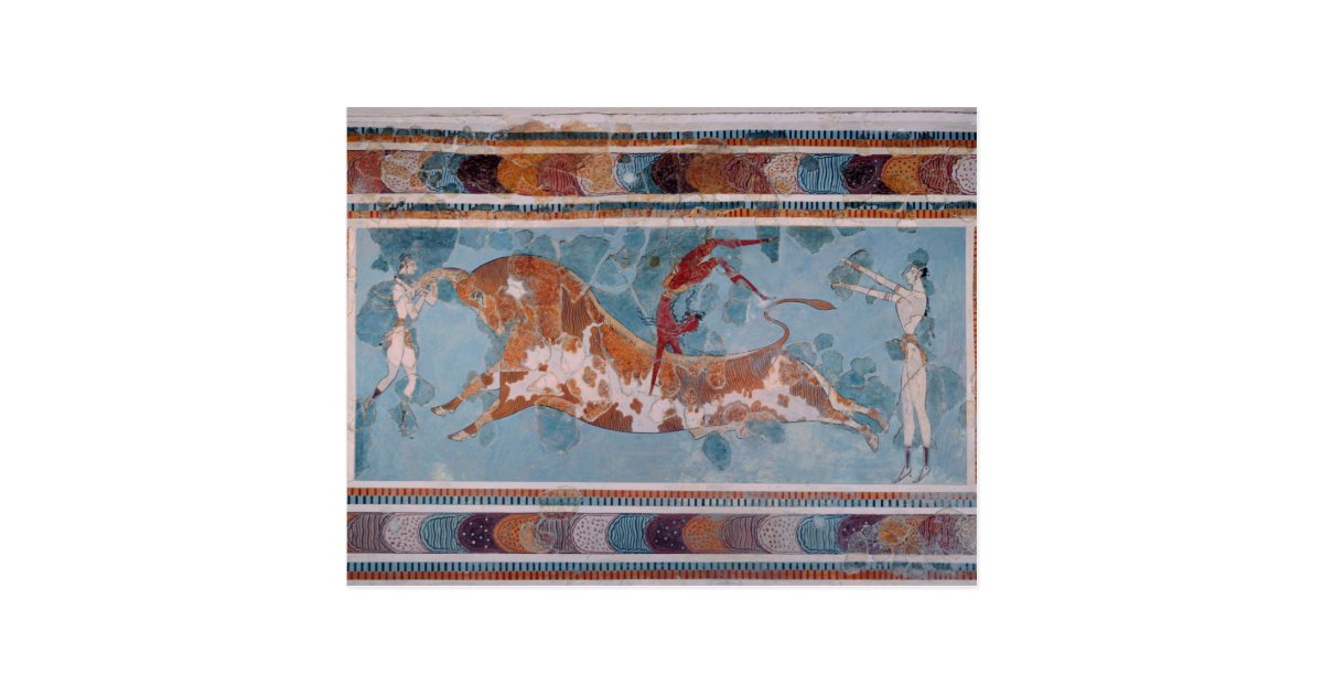 The Toreador Fresco, Knossos Palace, Crete Postcard Zazzle.co.uk