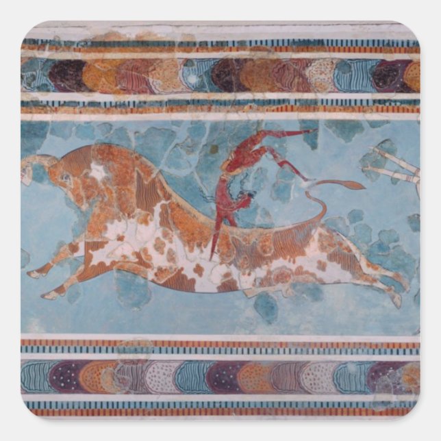The Toreador Fresco, Knossos Palace, Crete Square Sticker (Front)