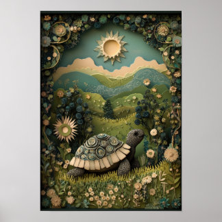 The Tortoise | Sunny Summer Forest Art Poster