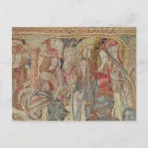 The Tournament, vertical loom tapestry Postcard