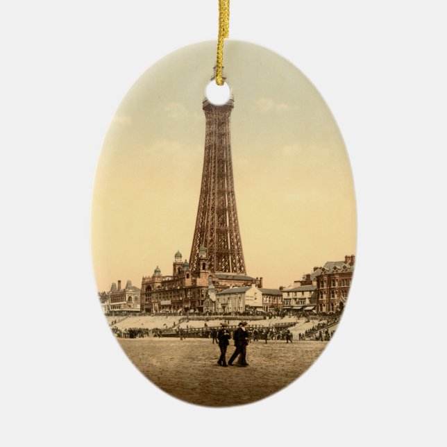 The Tower, Blackpool, England Vintage image Ceramic Tree Decoration (Front)