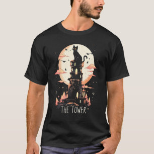 The Tower Cat Tarot Card Witch Witchy Wicca Gothic T-Shirt