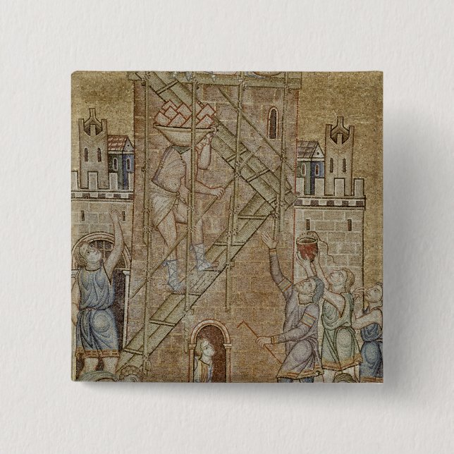 The Tower of Babel, from the Atrium 15 Cm Square Badge (Front)