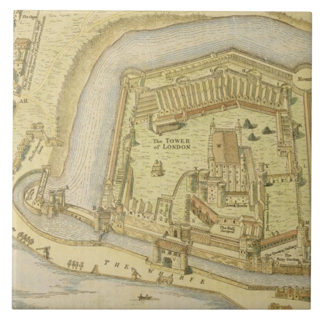 The Tower of London, from a survey made in 1597 by Tile (Front)